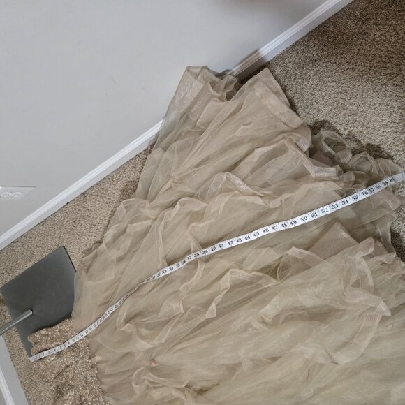 12 Sherri Hill 52504 Strapless Tulle Pickup Ruffle Gown Metallic Lace & Rosettes - Picture 12 of 13